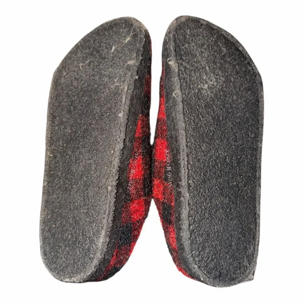 Birkenstock Kids Zermatt Shearling Wool Plaid Tartan Red Clogs Slippers EU 33